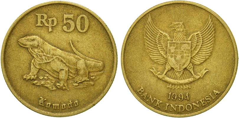 50 рупий, Индонезия, 1994. 50 рупий, Индонезия, 1994.