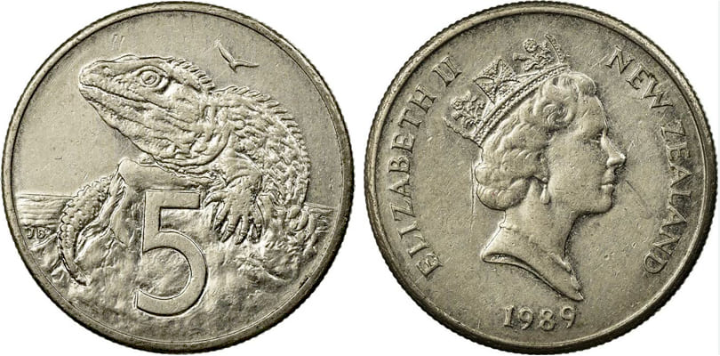 5 центов Новой Зеландии 1989 5 центов Новой Зеландии 1989